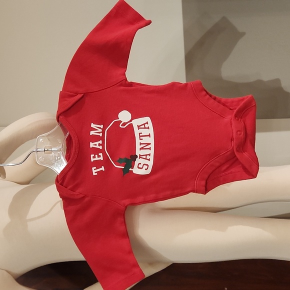 Old Navy Red TEAM SANTA Baby Onesie - Picture 1 of 7